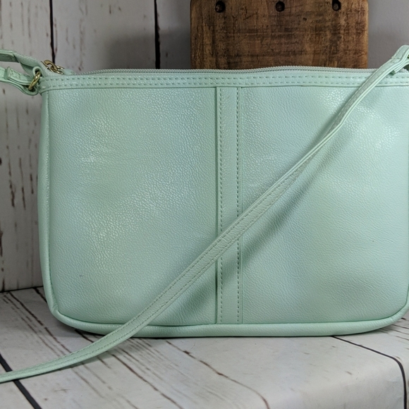 Mint Green Petite Laser Cut Crossbody Pouch Purse - Picture 6 of 13